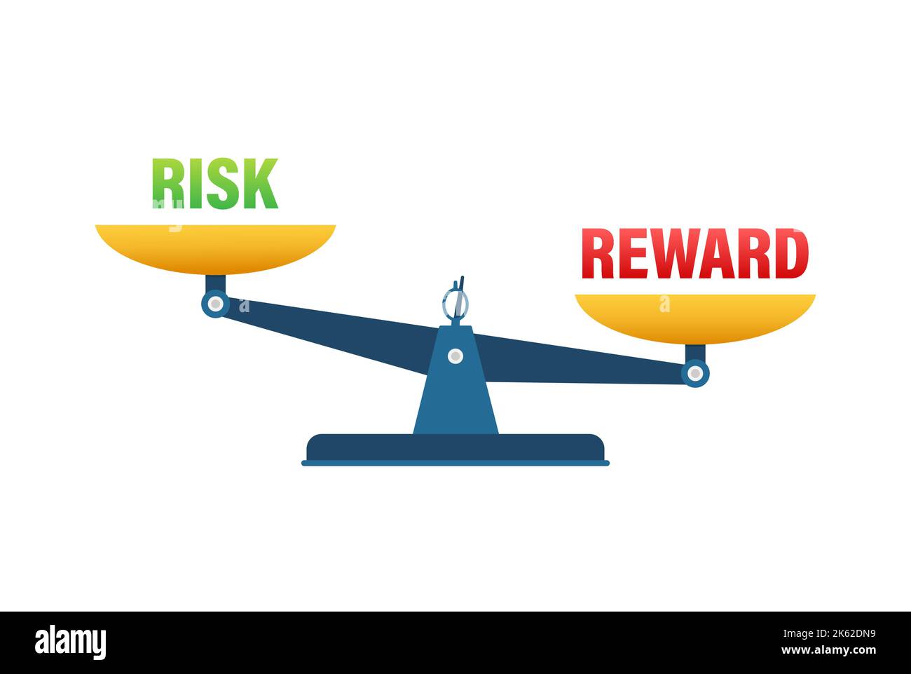 Risk vs reward balance on the scale. Balance on scale. Business Concept. Vector stock