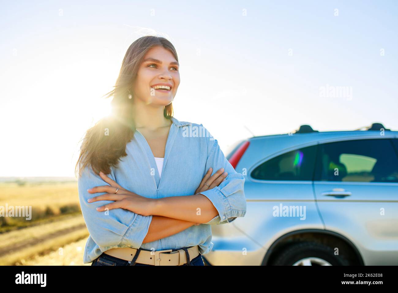 Woman in blue shirt hi-res stock photography and images - Alamy