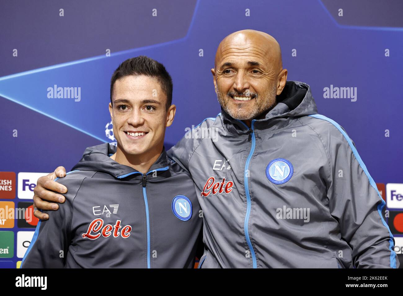 NAPLES Raspadori of SSC Napoli and SSC Napoli coach Luciano