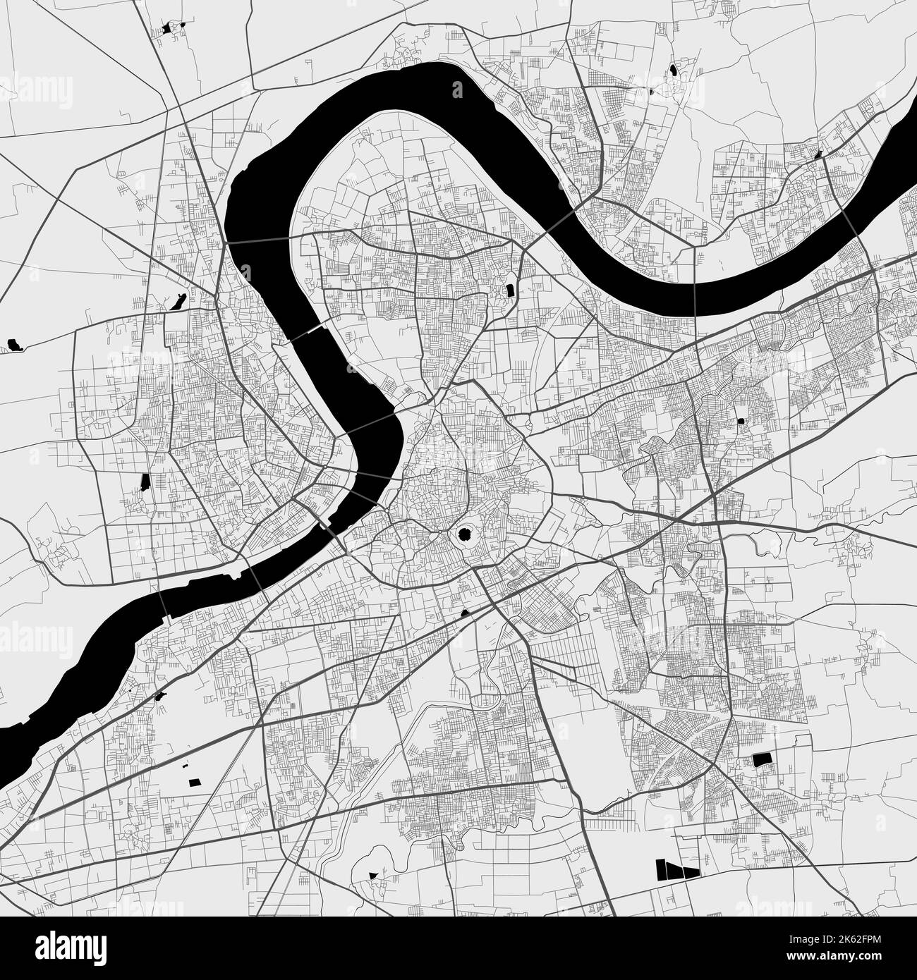 Map of Surat city. Urban black and white poster. Road map image with metropolitan city area view. Stock Vector