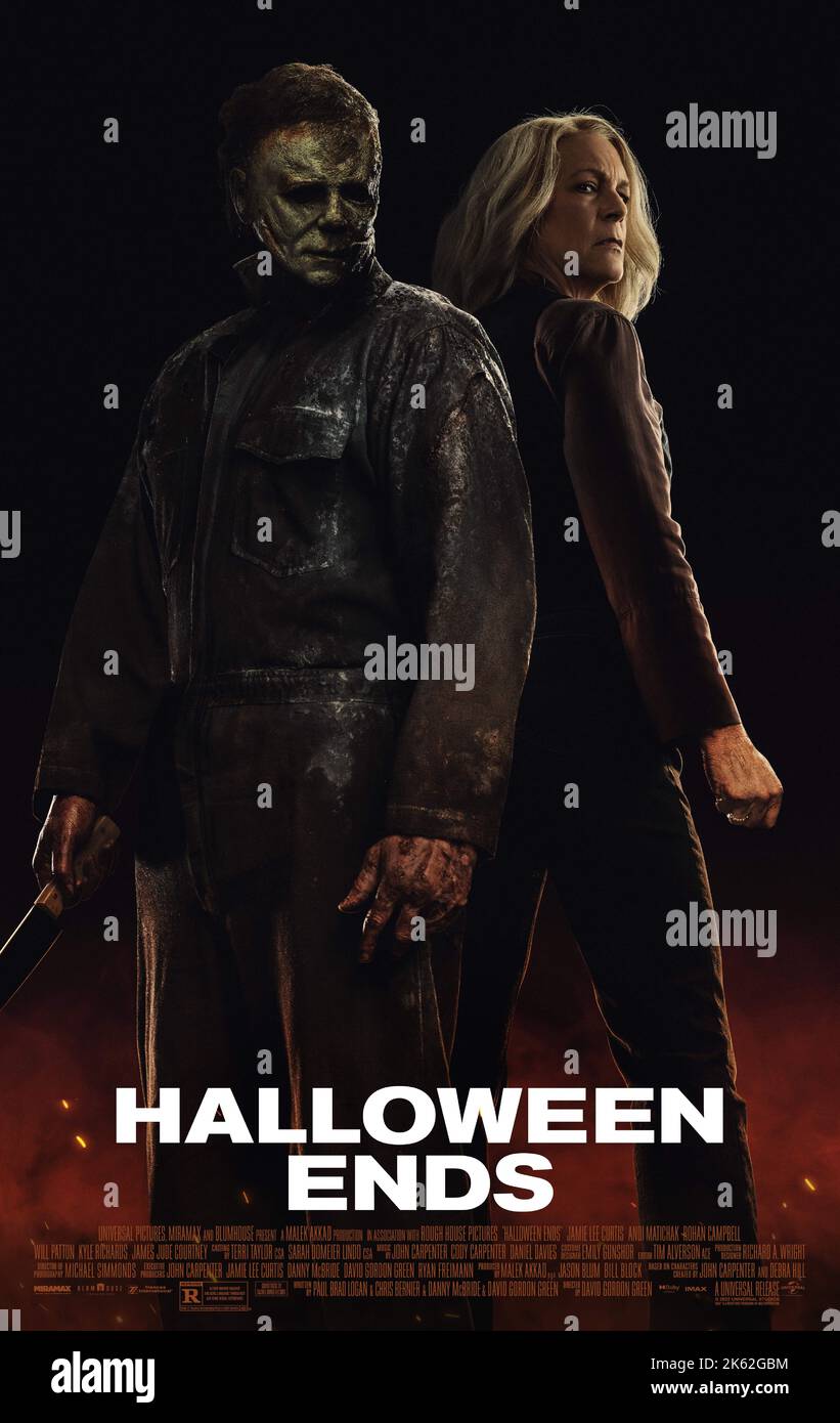 Um pôster do filme halloween com um casal em cima.