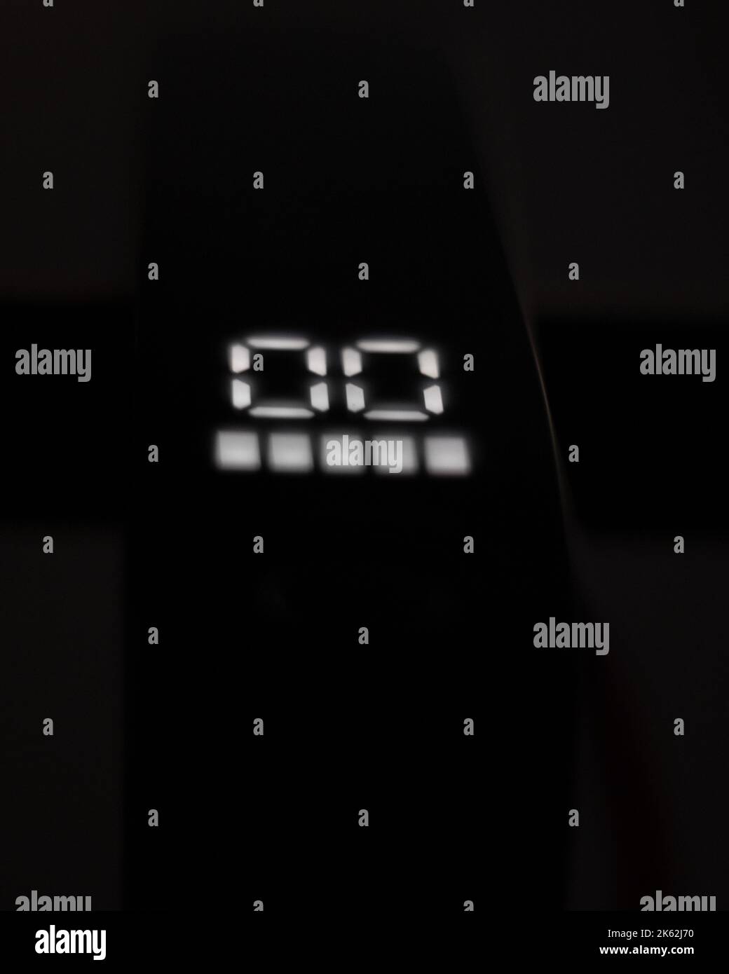 A vertical of a timer with its digits showing 0 seconds captured in