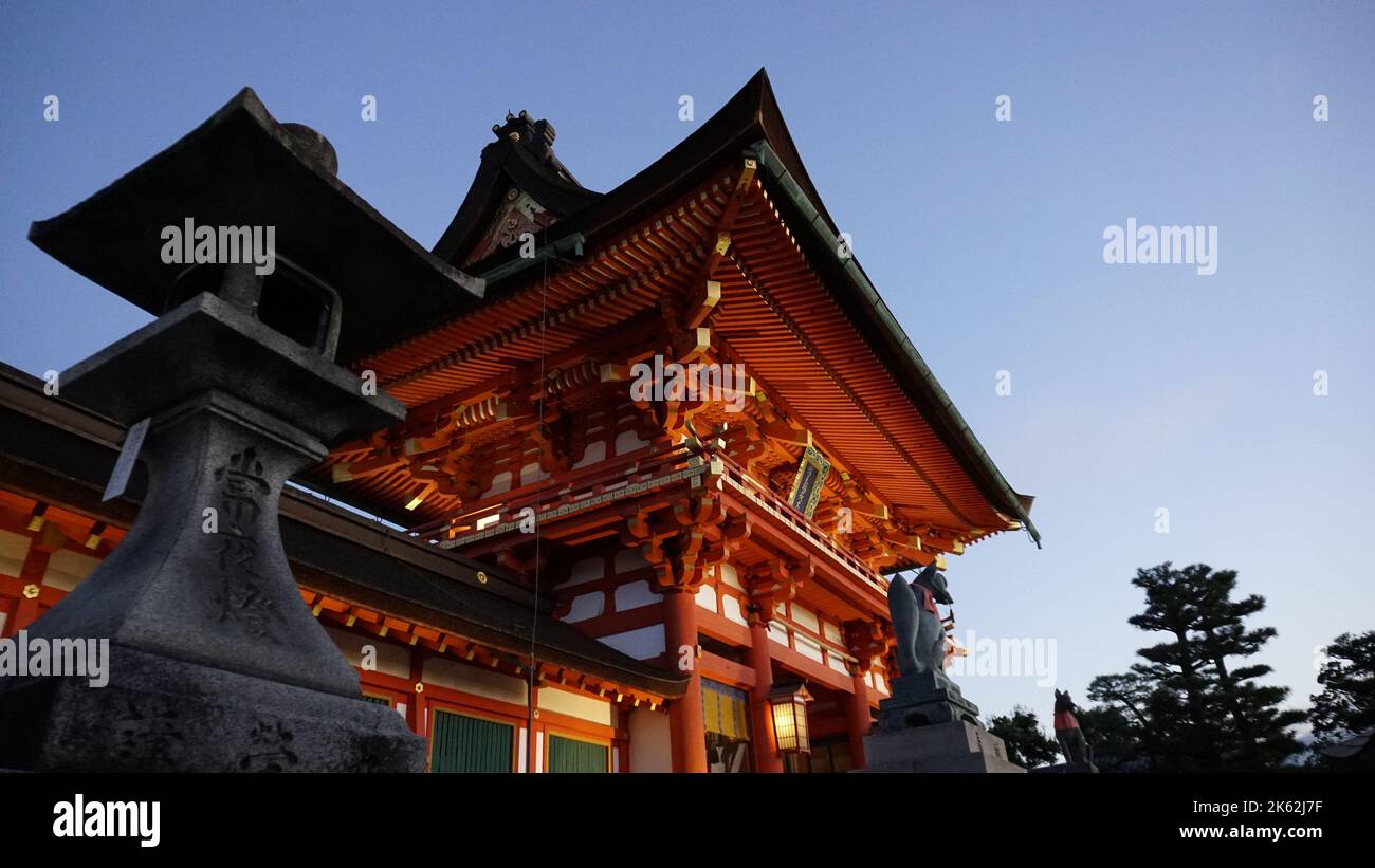 A low angle of the Japanese Tower gate religious site Stock Photo