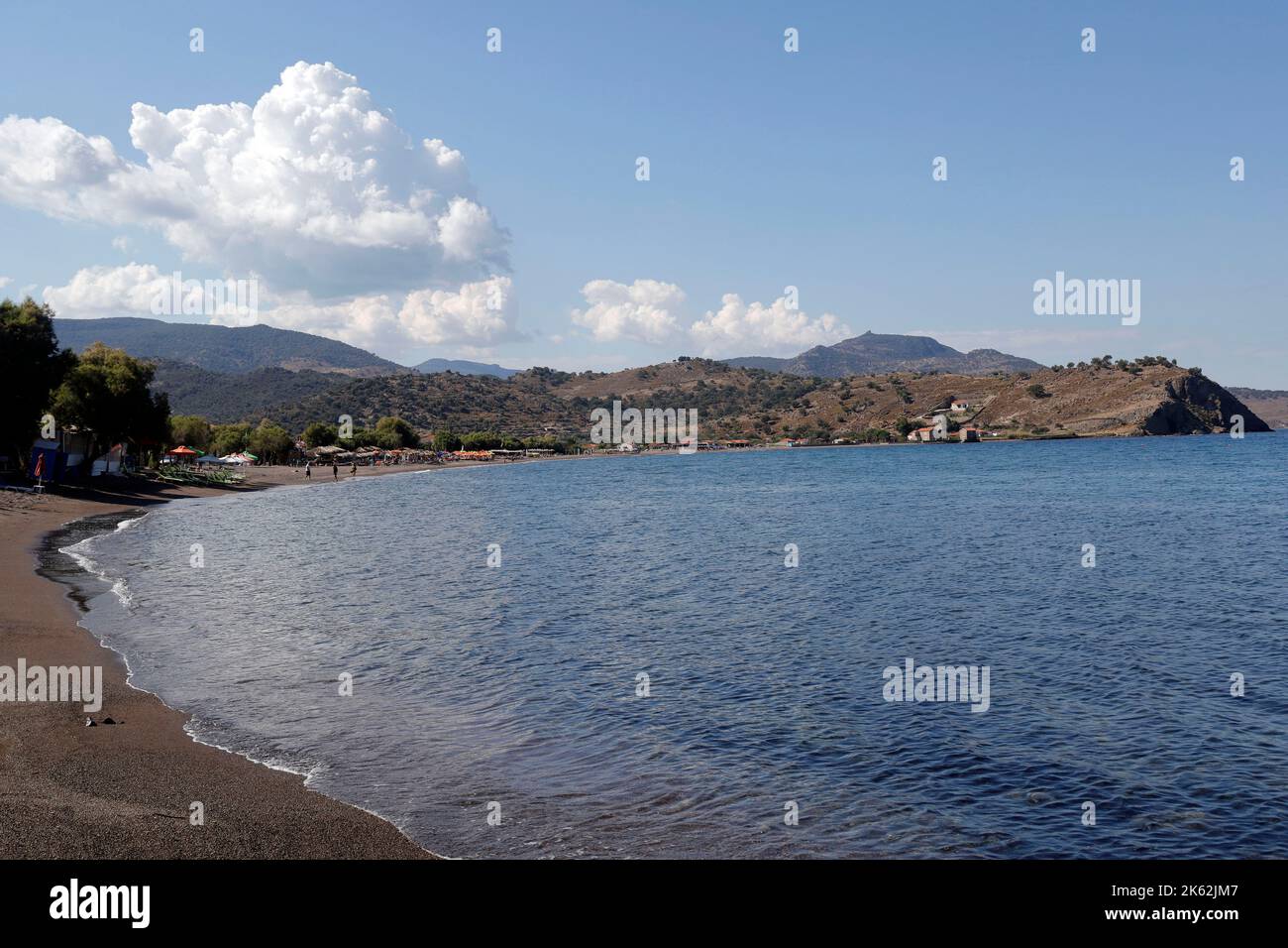 Anaxos, beach, bay and headland,  Lesvos (Lesbos/Mitylene) . cym Stock Photo