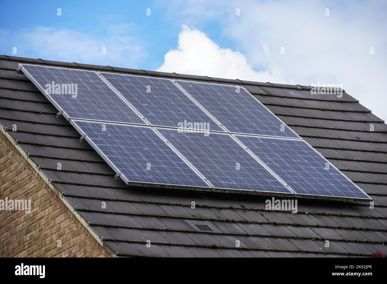 House with solar panels on the roof Stock Photo