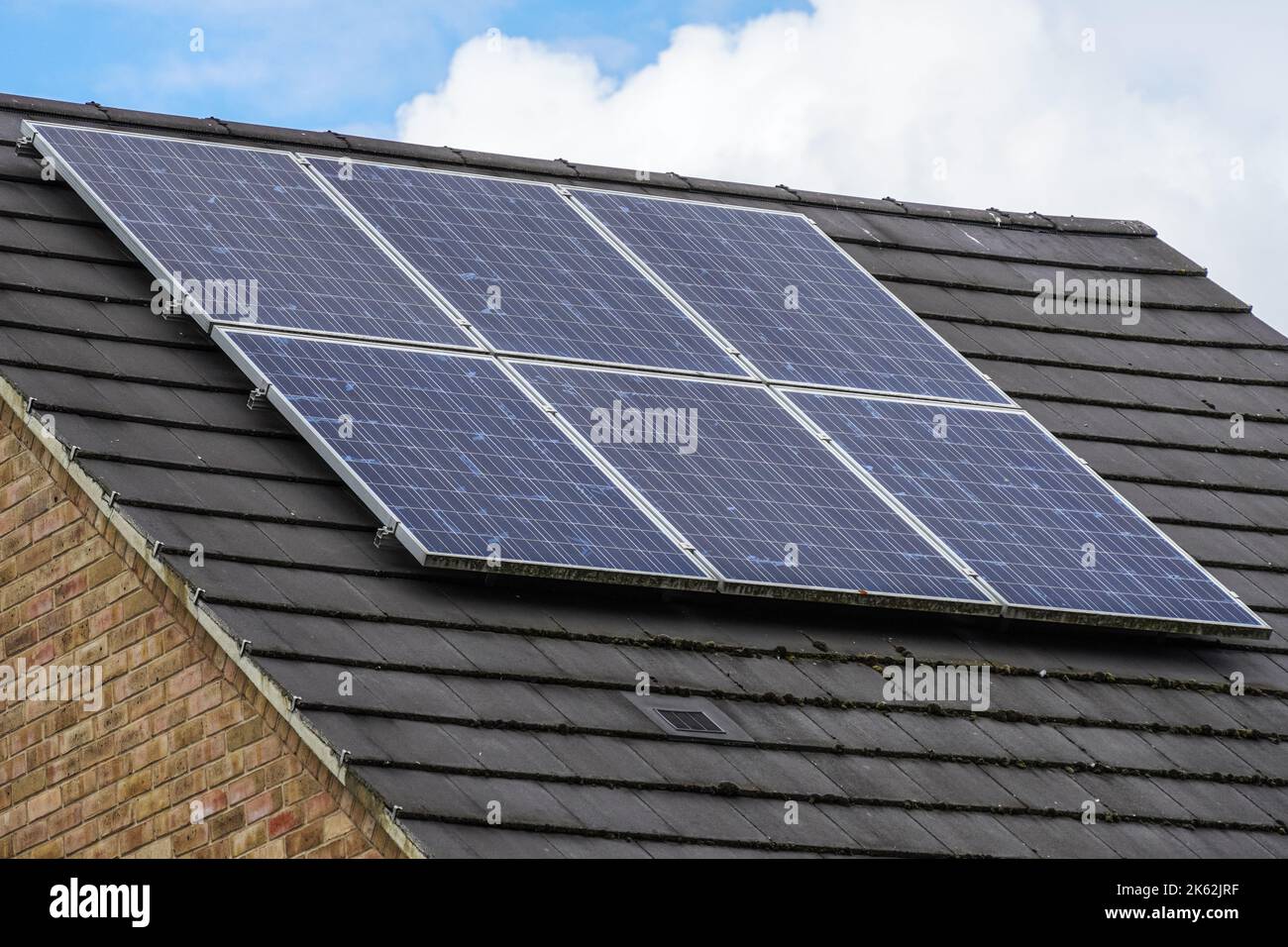House with solar panels on the roof Stock Photo