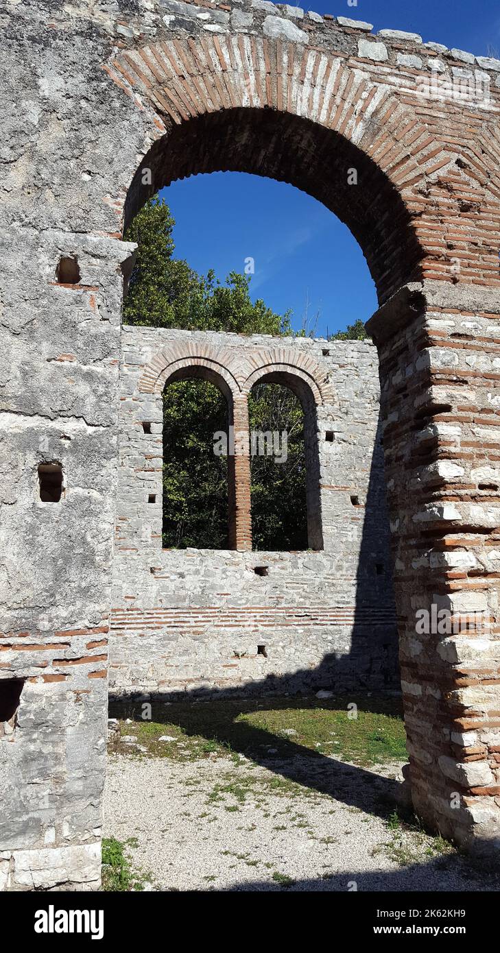 Butrint National Park is a protected natural area, it includes the archaeological site of Butrint and protects the city and the surrounding landscape. Stock Photo