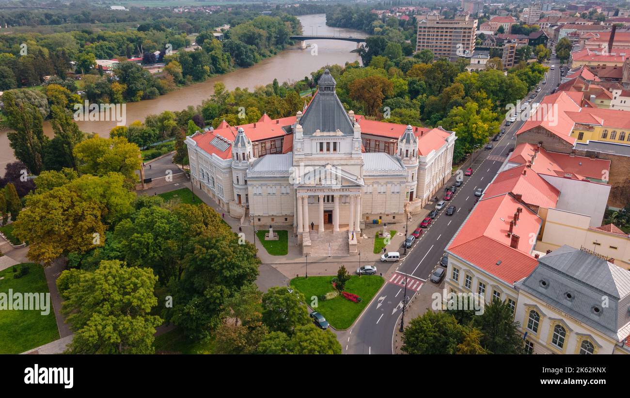 Aerial photography of the Palace of Culture from Arad, Romania ...