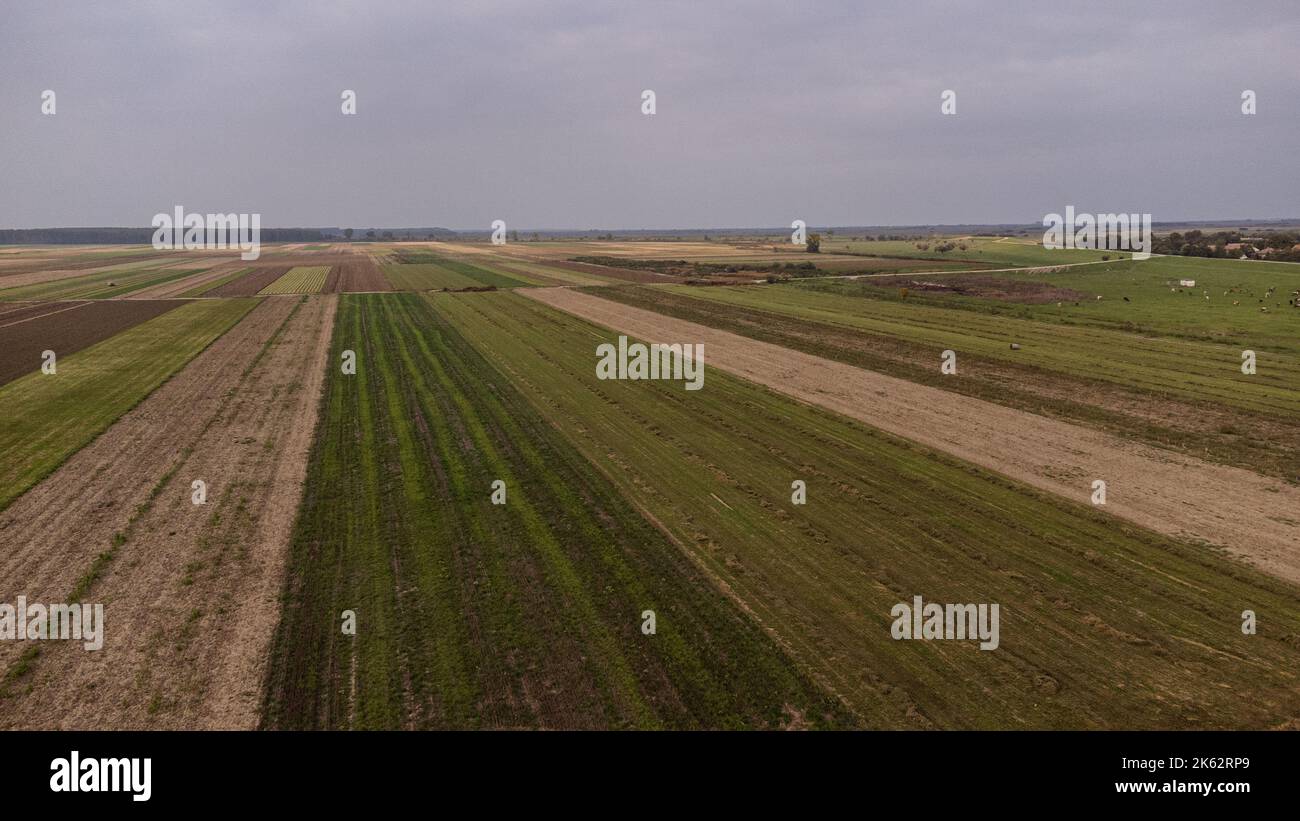 Flight over green grass aerial hi-res stock photography and images - Alamy