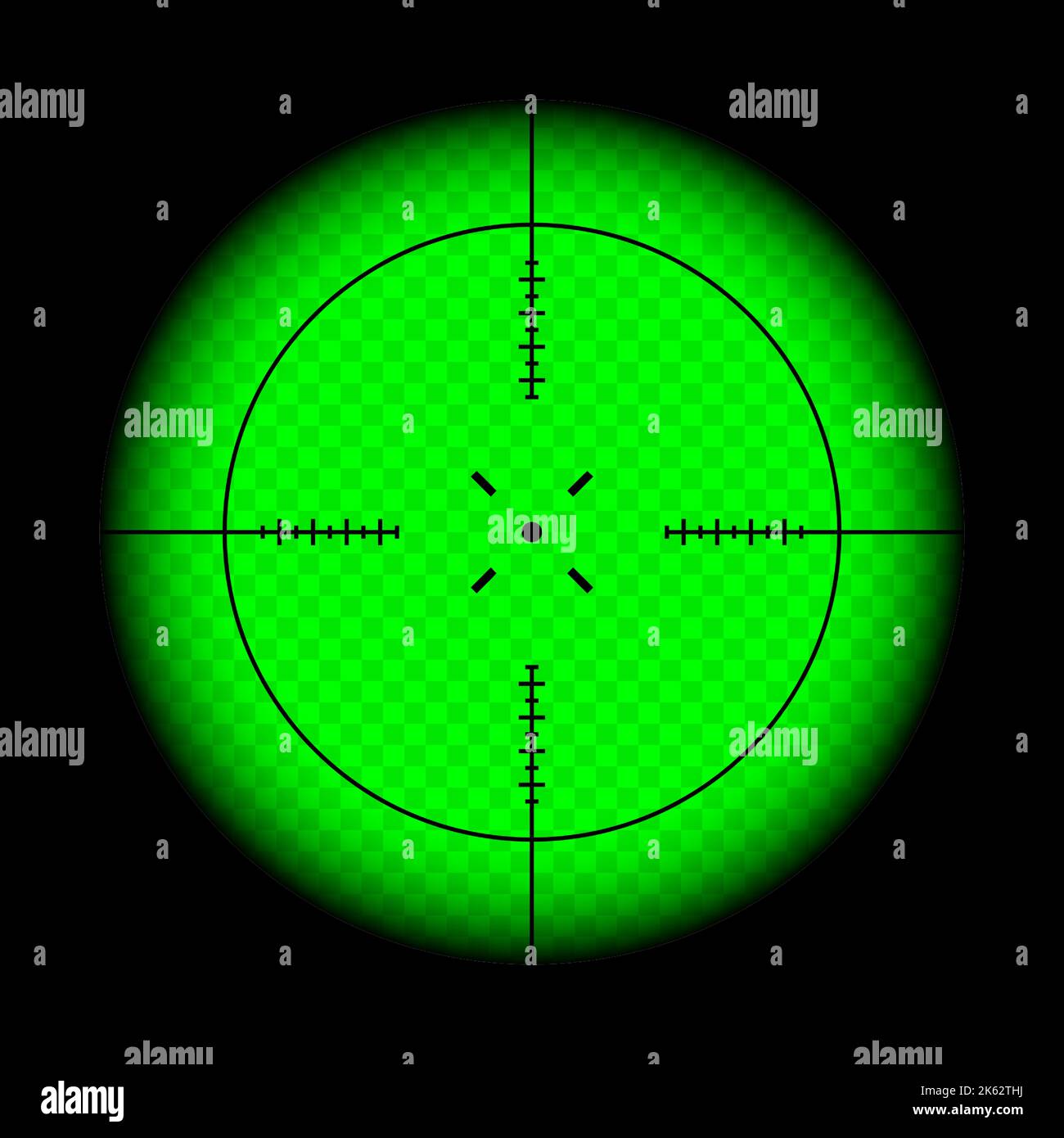Weapon night sight, sniper rifle optical scope. Hunting gun viewfinder