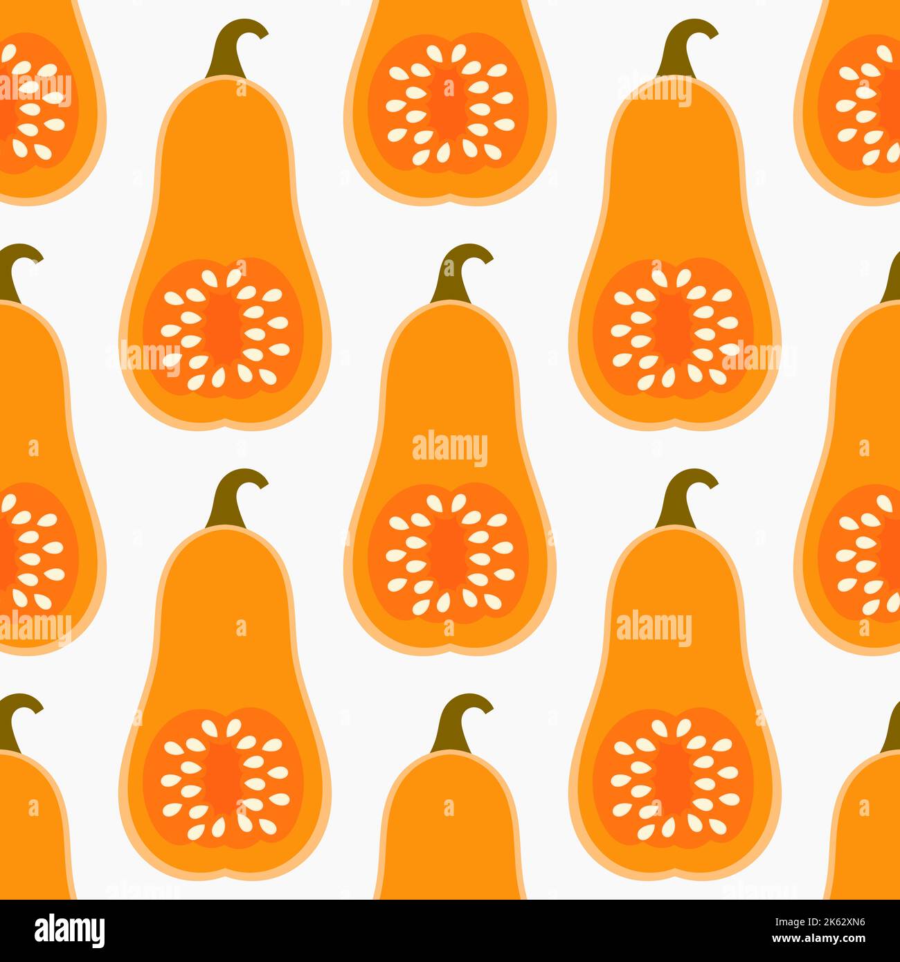 Butternut Squash Food Seamless Pattern. Vector Illustration Stock 