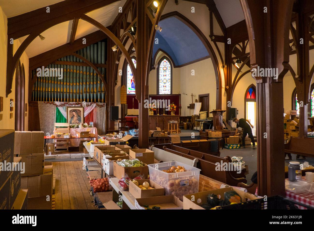 Food bank at St. George's Episcopal Church, Leadville, Colorado, USA Stock Photo