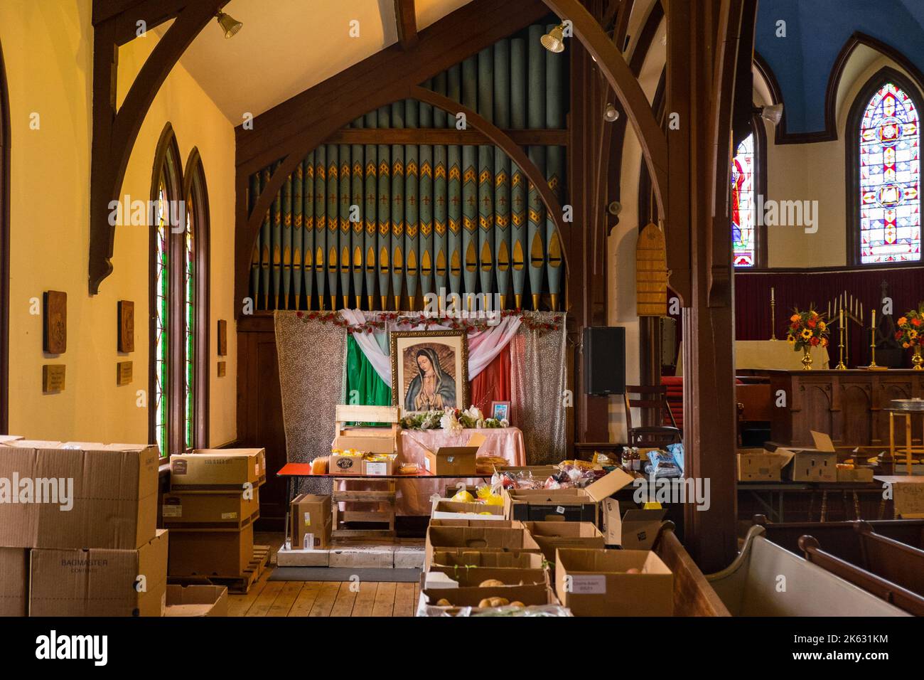 Food bank at St. George's Episcopal Church, Leadville, Colorado, USA Stock Photo