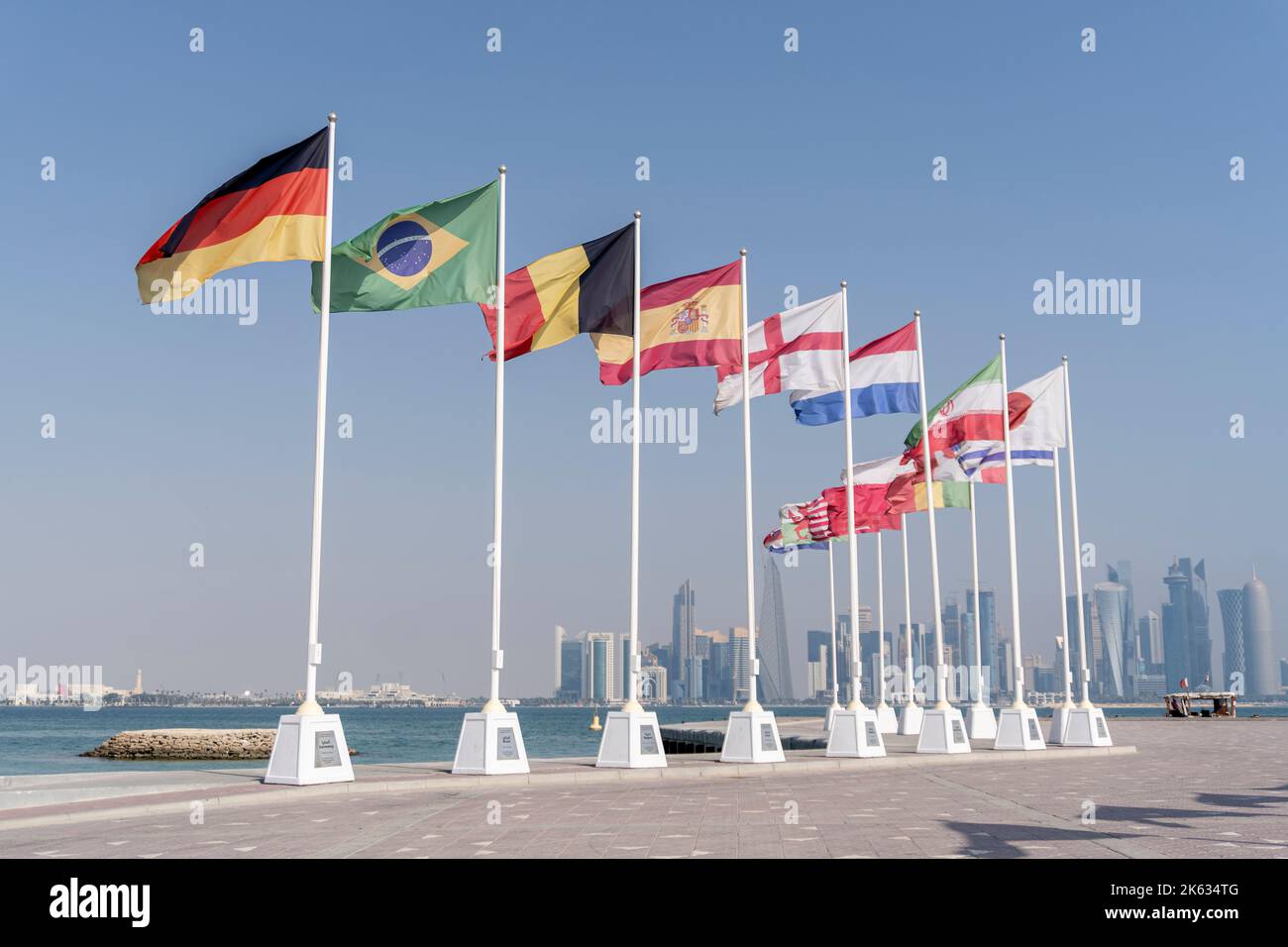 Flags of nations qualified for World Cup Qatar 2022 hoisted at Doha