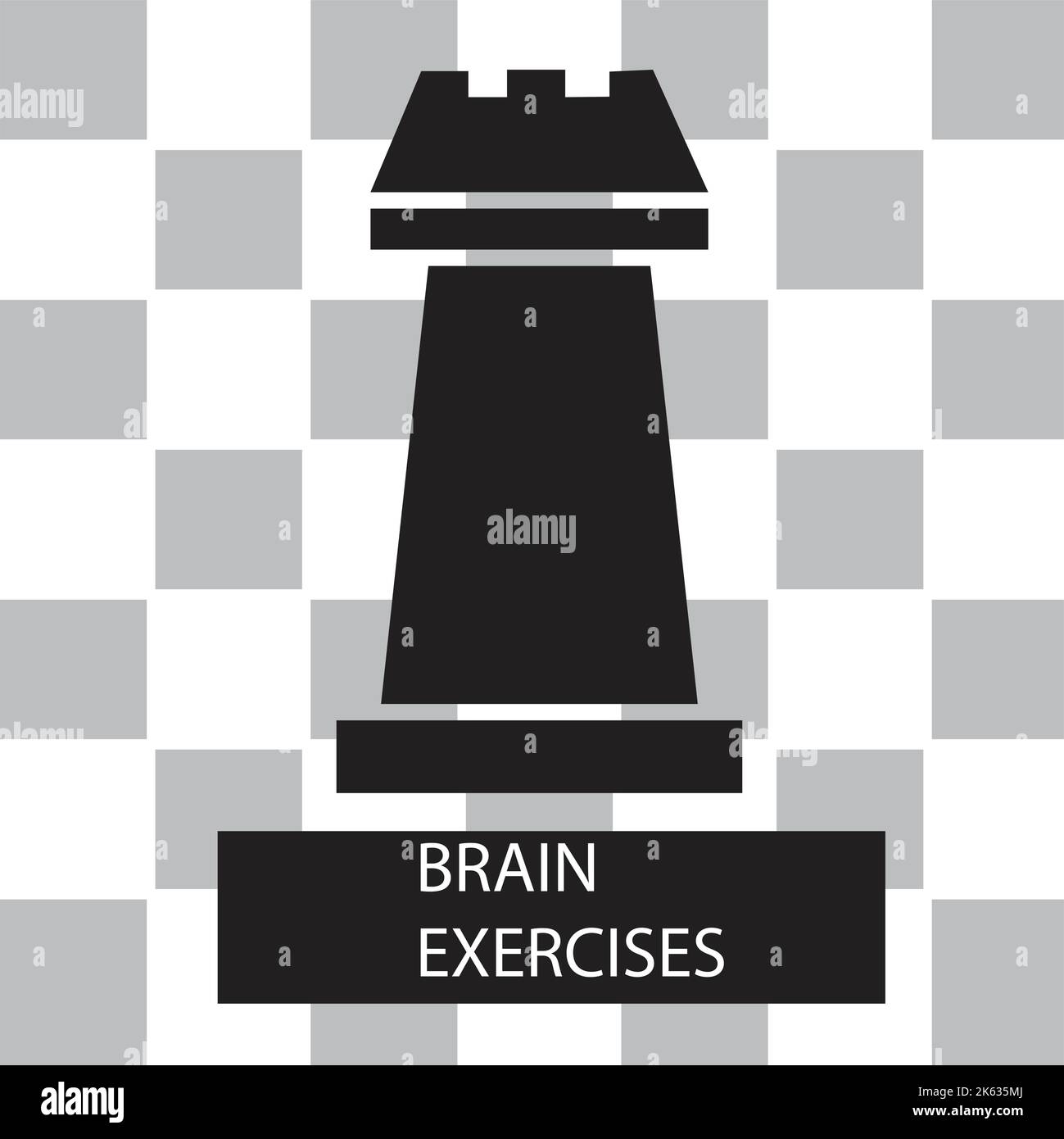Black rook on a chess table with the text brain exercises Stock Vector ...