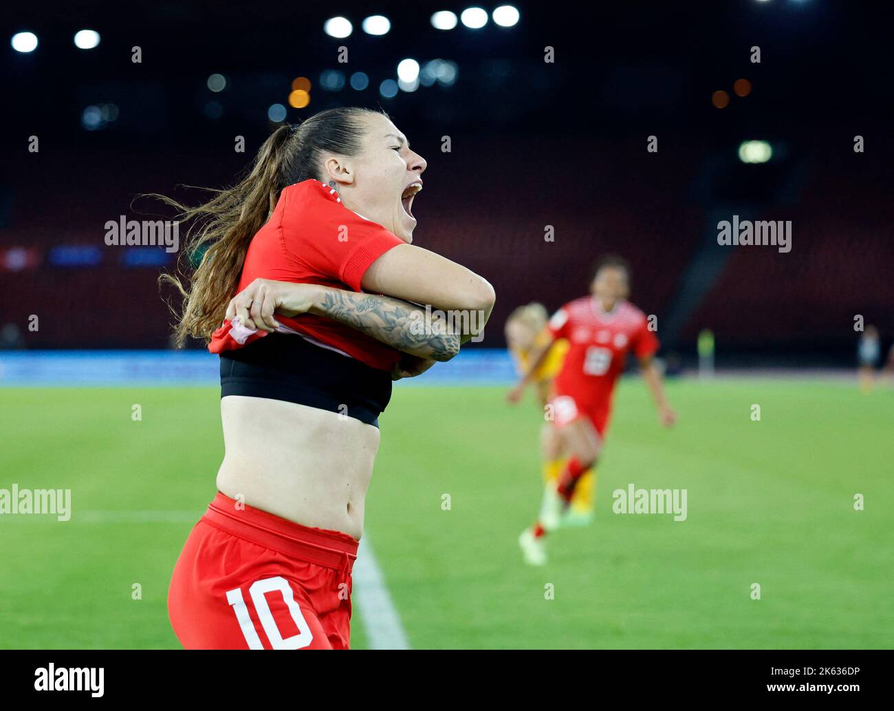 Soccer Football - FIFA Women's World Cup - UEFA Qualifiers - Switzerland v Wales - Stadion Letzigrund, Zurich, Switzerland - October 11, 2022 Switzerland's Ramona Bachmann celebrates scoring their second goal REUTERS/Stefan Wermuth Stock Photo