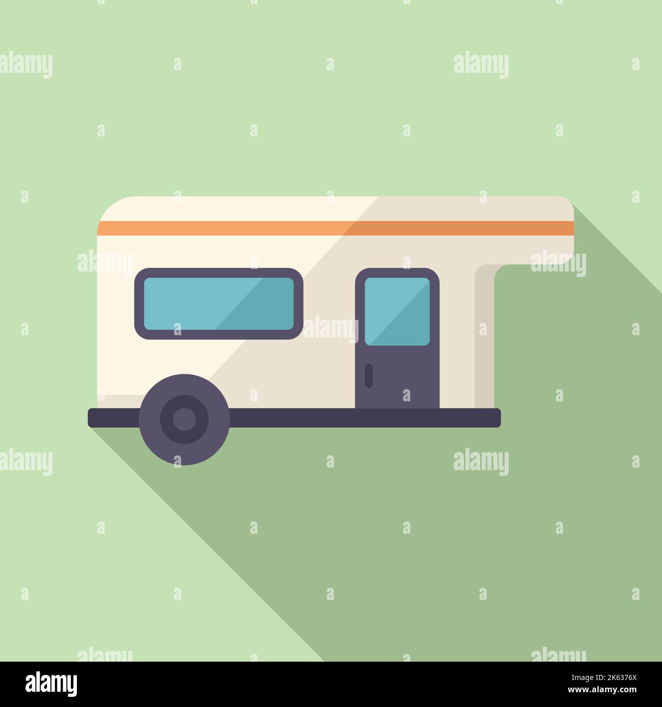 Holiday trailer icon flat vector. Car camper. Auto bus van Stock Vector ...