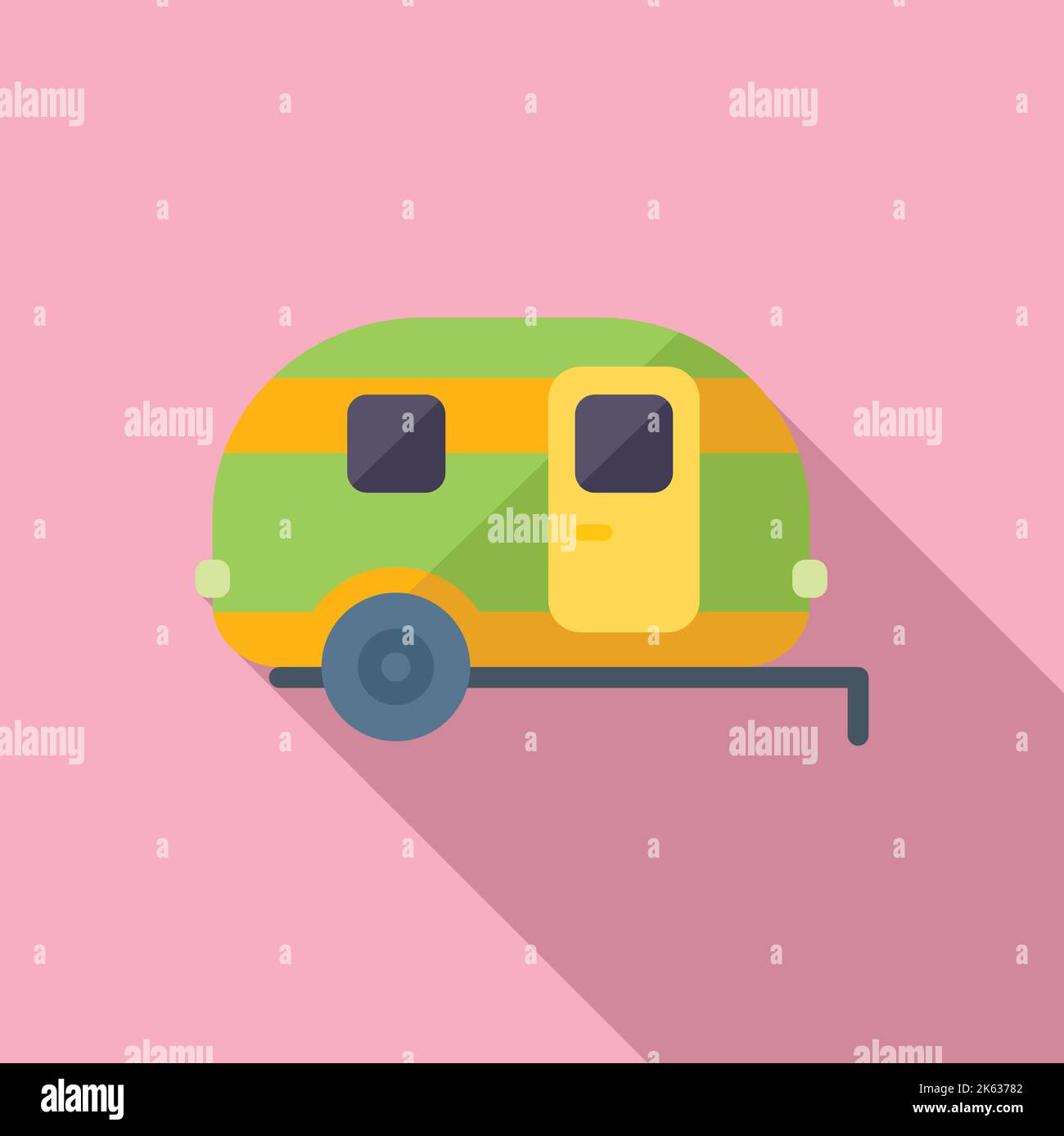 Camper rv icon flat vector. Auto bus. Van trailer Stock Vector Image