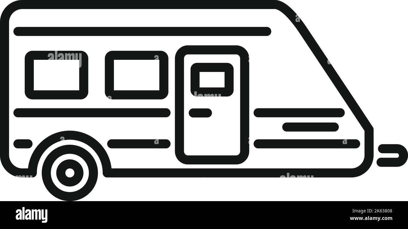 Travel trailer icon outline vector. Auto bus. Camp home Stock Vector ...