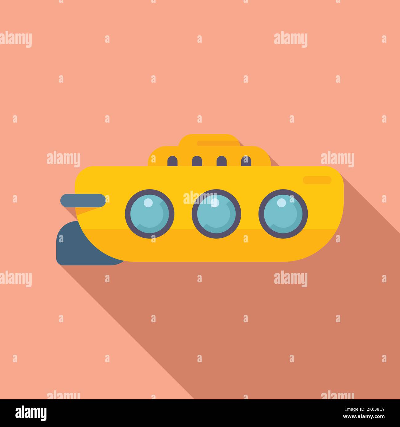 Cute bathyscaphe icon flat vector. Sea ship. Marine steam Stock Vector ...