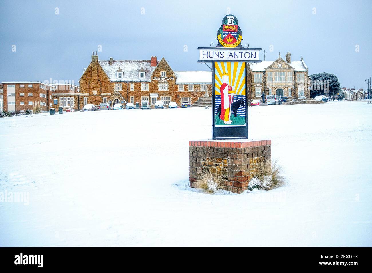Hunstanton in the snow Stock Photo - Alamy