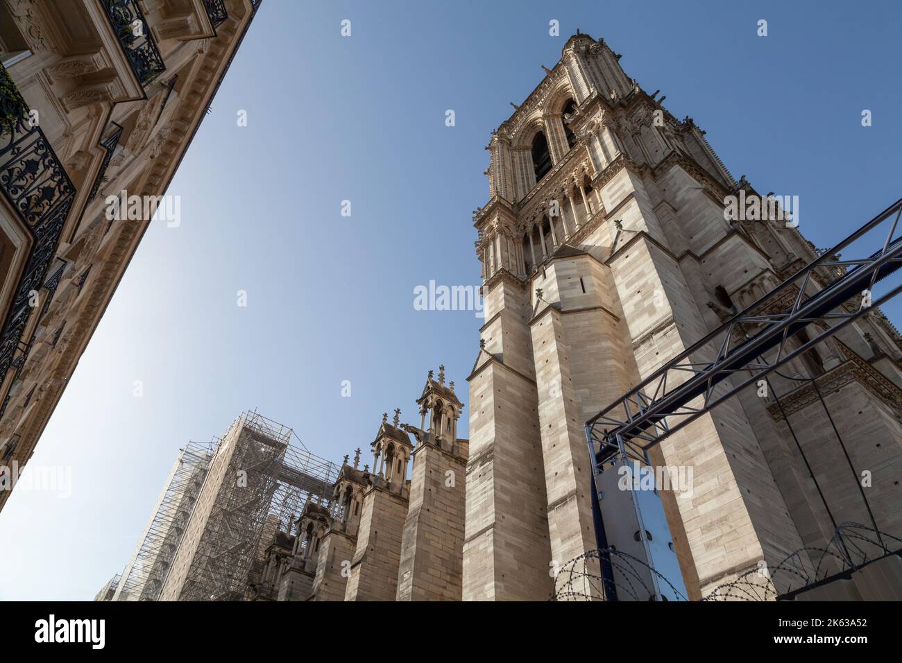 Reconstruction of Notre-Dame de Paris, France. Stock Photo
