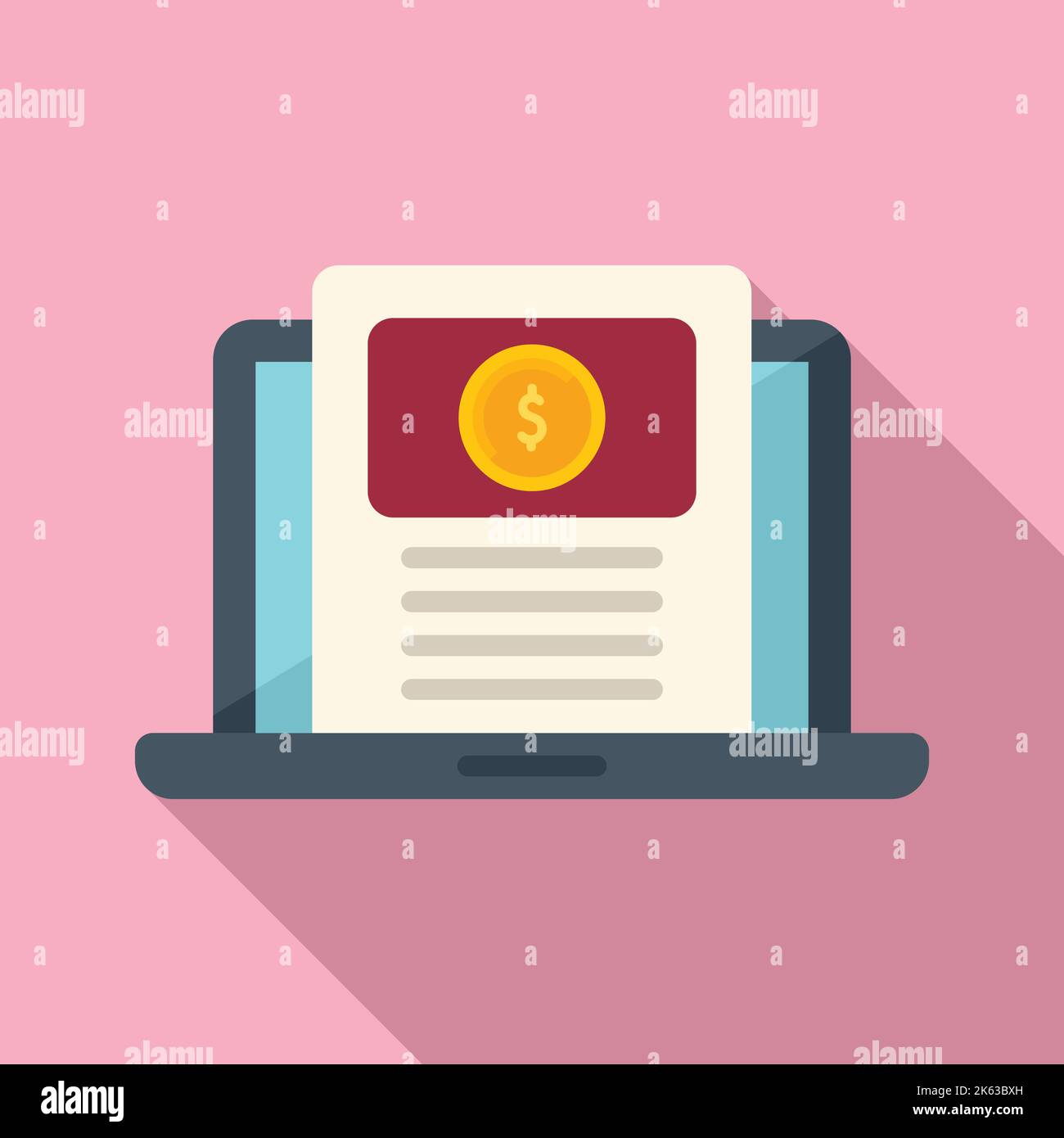 Laptop monetize icon flat vector. Social media. Content sales Stock ...