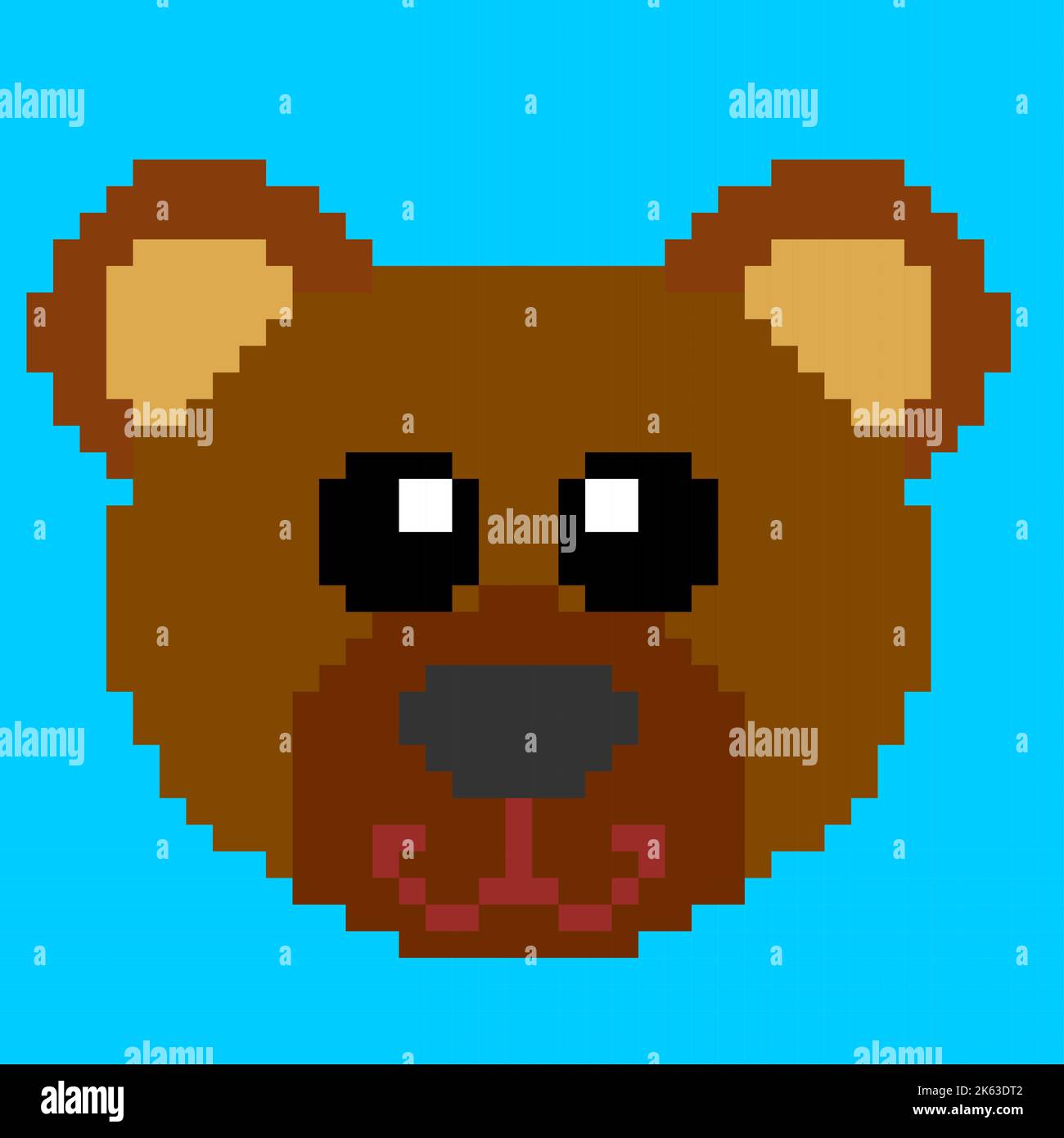 A cute vector of brown bear isolated on blue background, cartoon design ...