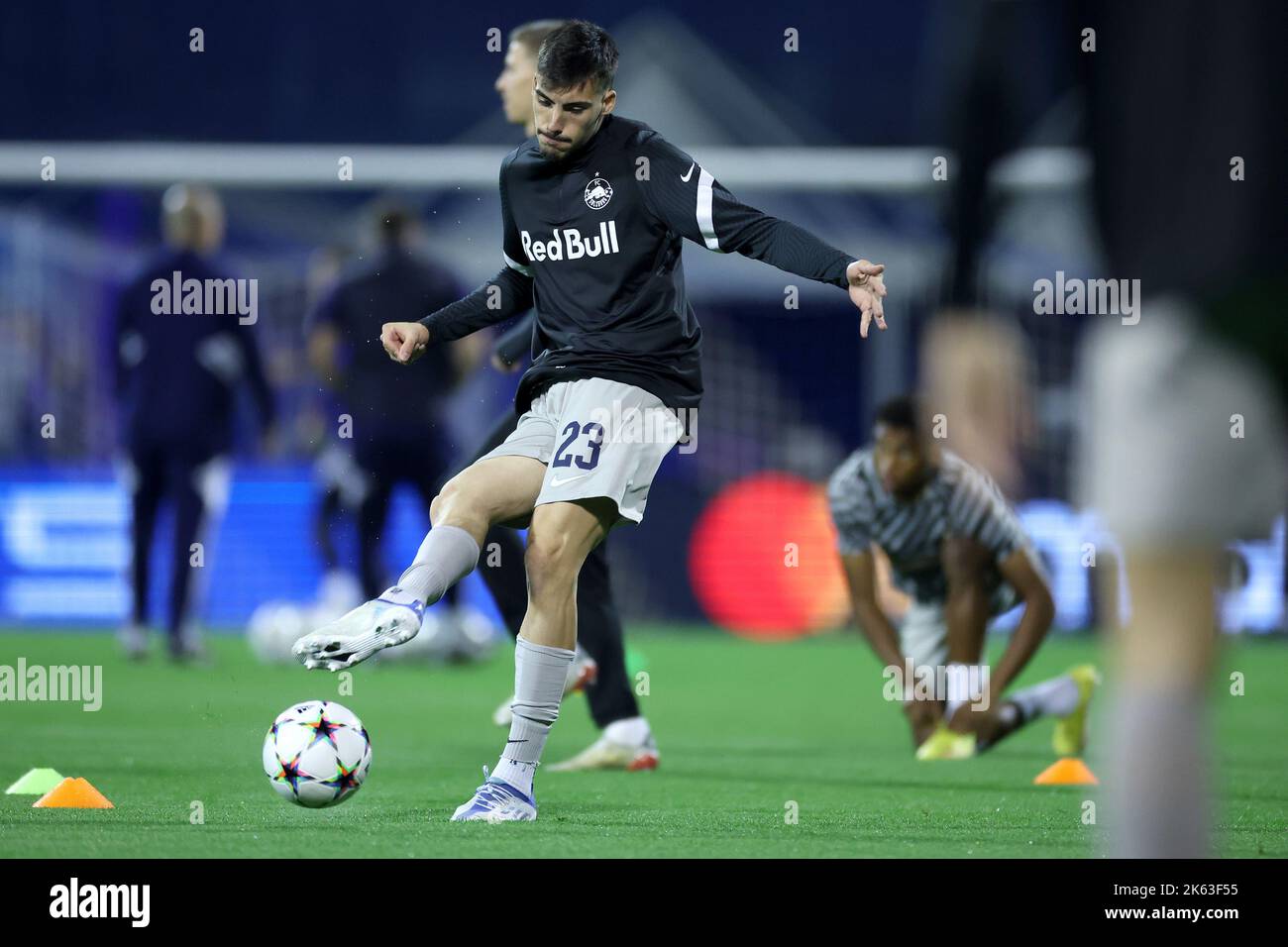 ZAGREB, CROATIA - OCTOBER 11: Roko Simic of RB Salzburg in the warm-up