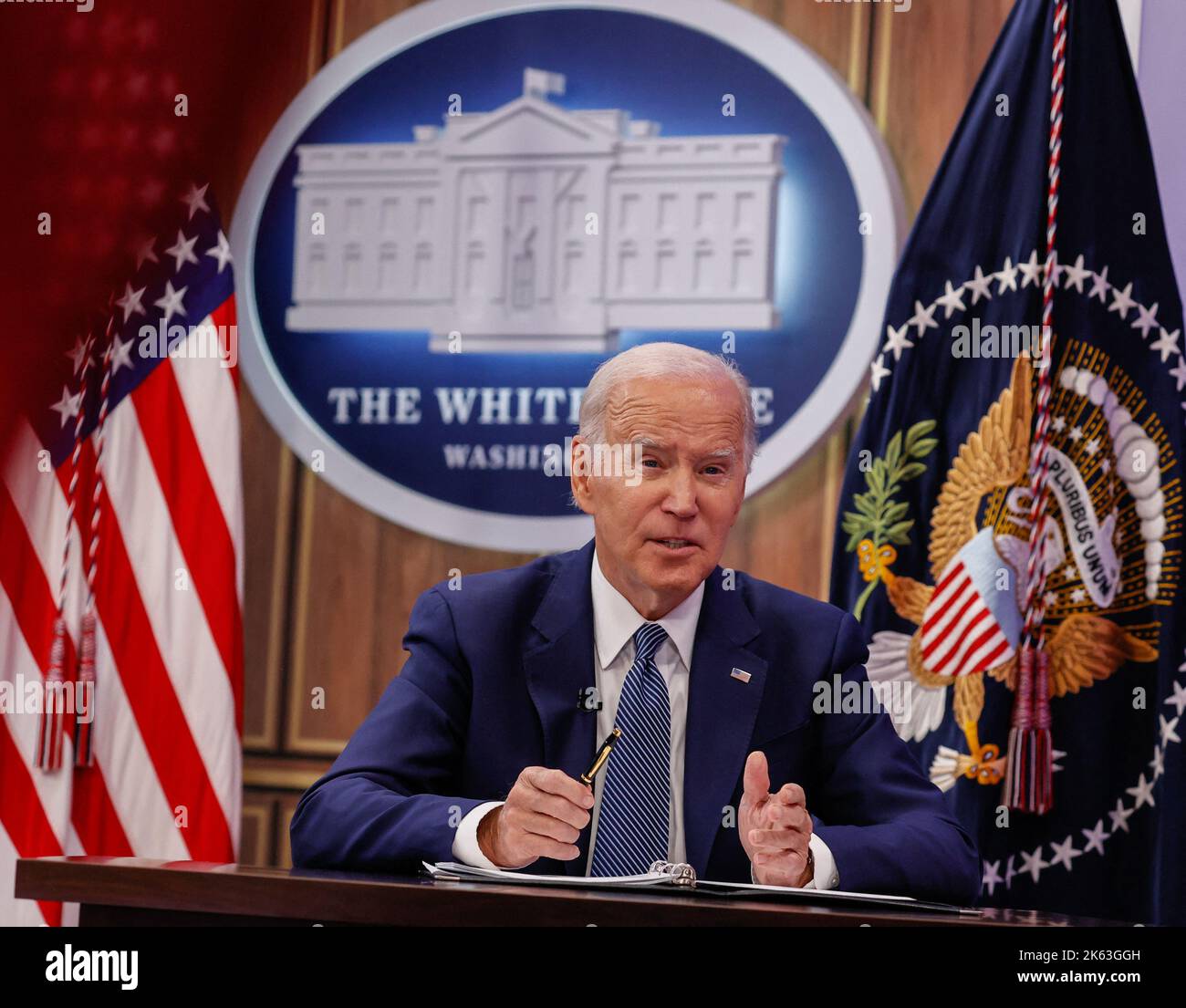 President Joe Biden addresses a virtual audience attending the Summit ...