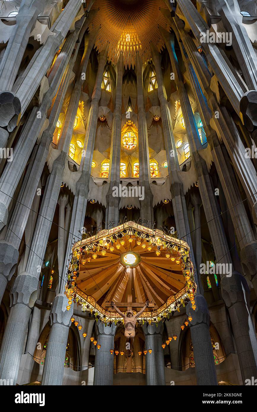 Interior Of The Sagrada Família, Church Of The Atonement Of The Holy ...