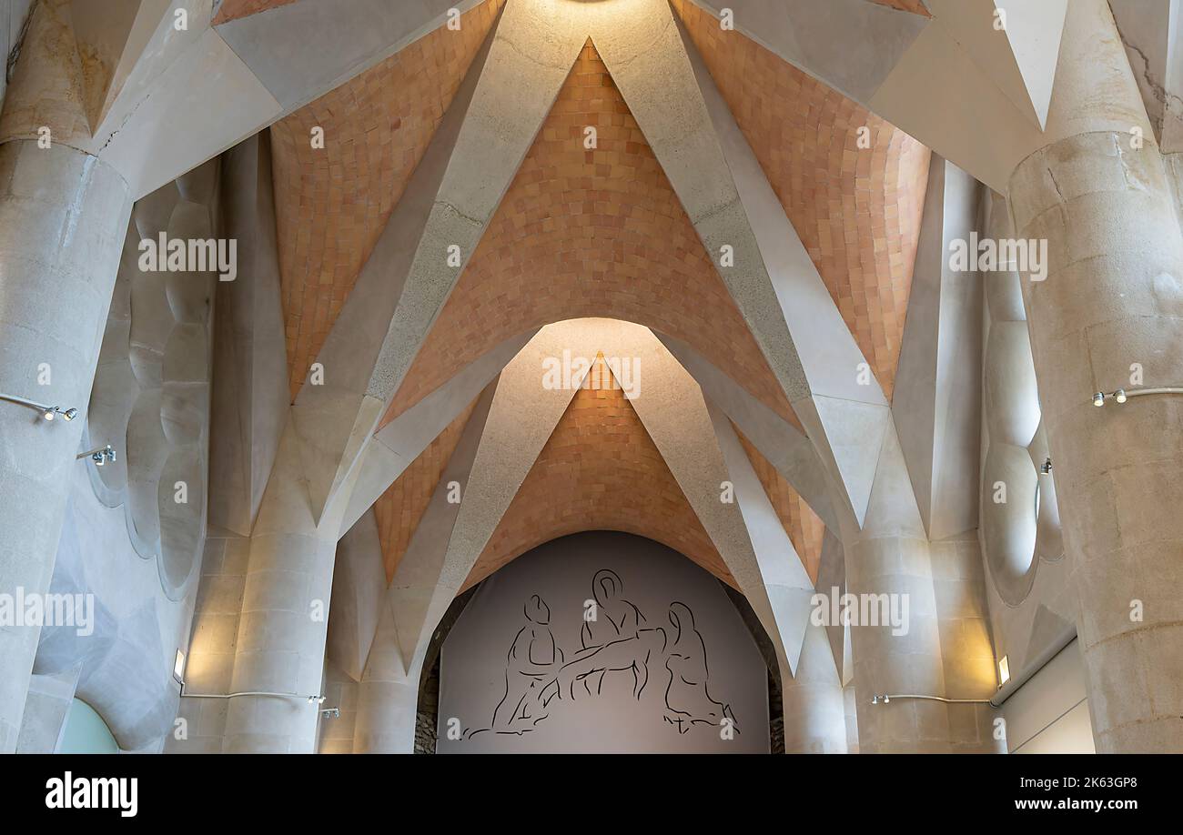 Interior Of The Sagrada Família, Church Of The Atonement Of The Holy ...