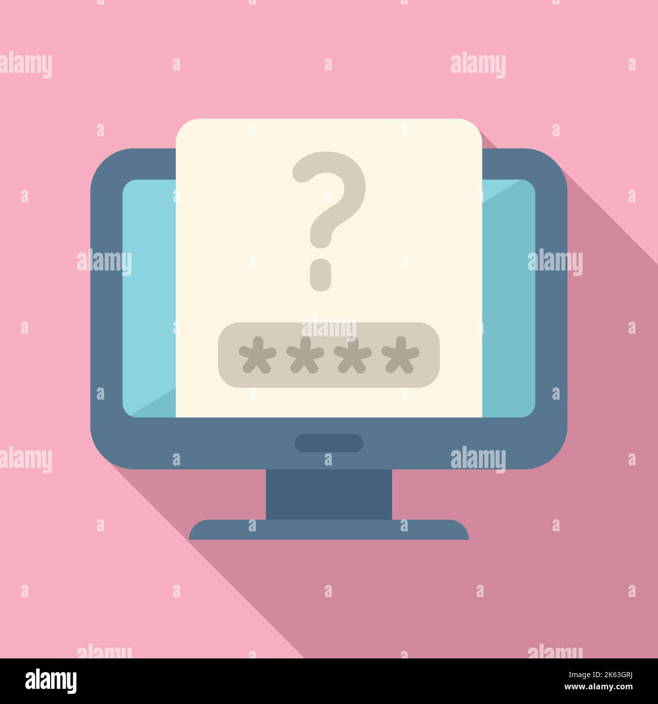 Monitor password recovery icon flat vector. Screen secure. Mobile