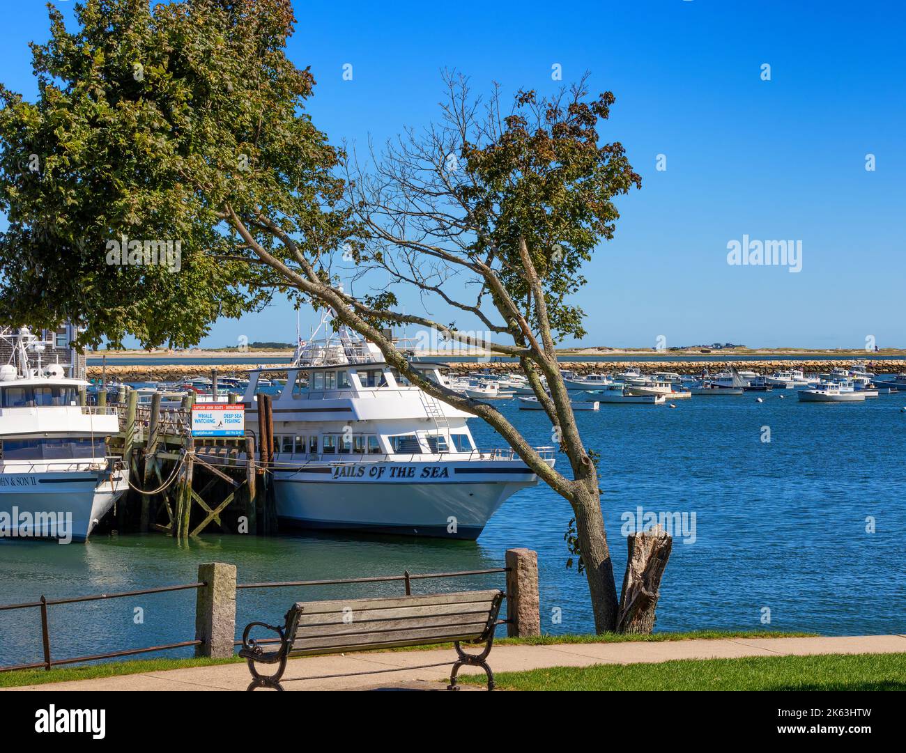 Plymouth, Massachusetts, USA - September 15, 2022: Waterfront view of Plymouth Harbor. Stock Photo