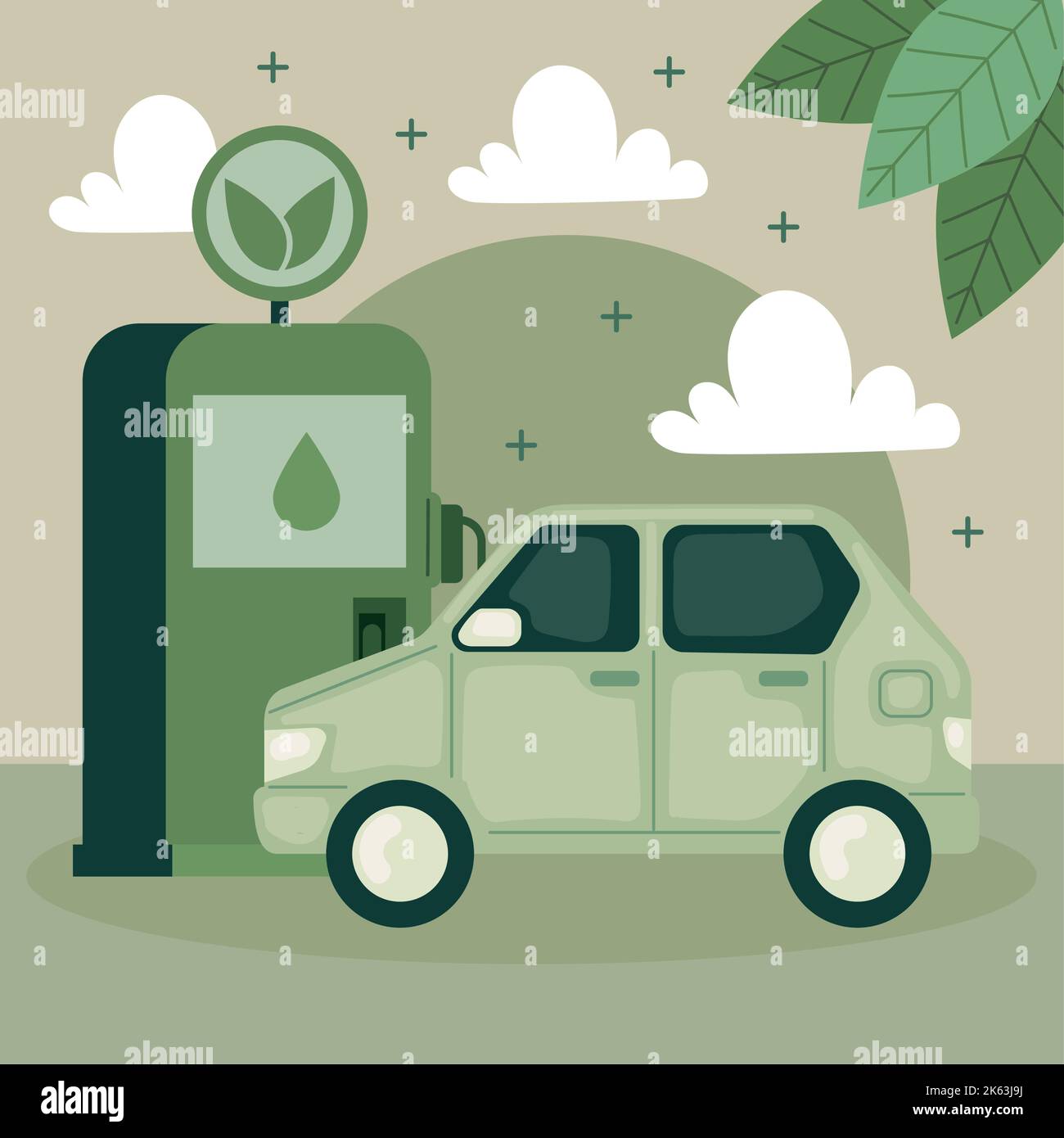 ecology car with station service Stock Vector Image & Art - Alamy