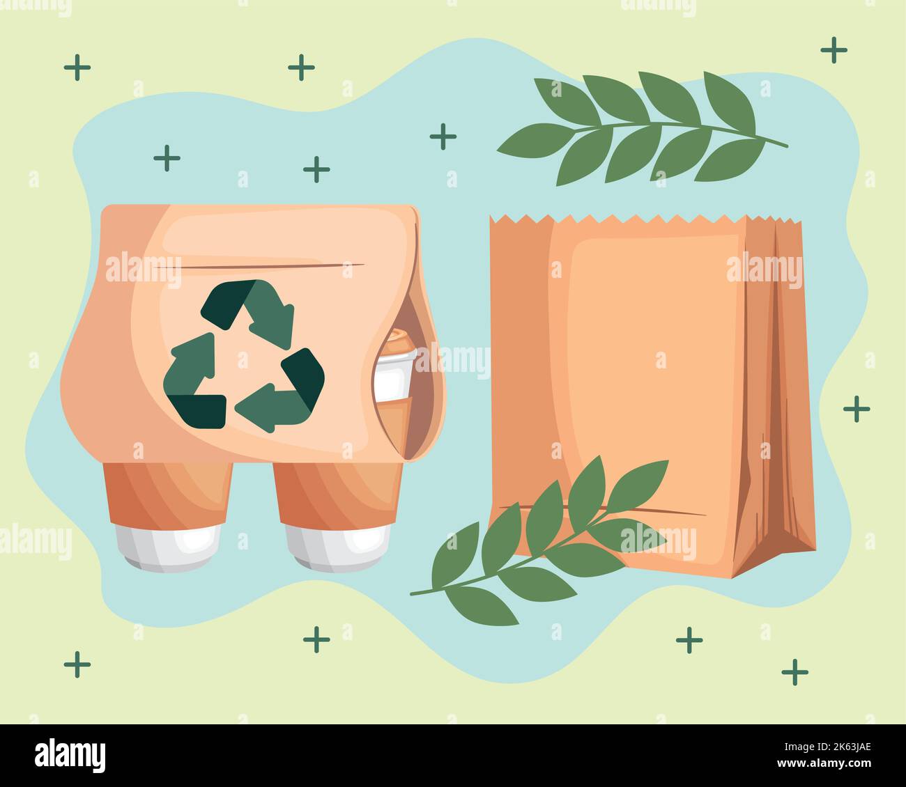 recycled take away pots and bag Stock Vector Image & Art Alamy