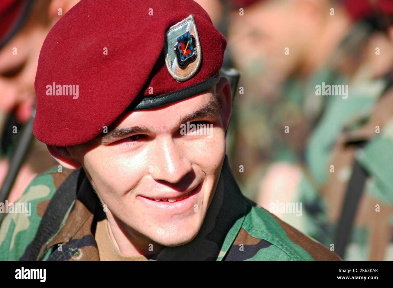 Young soldiers in parade formation about to go to war Stock Photo