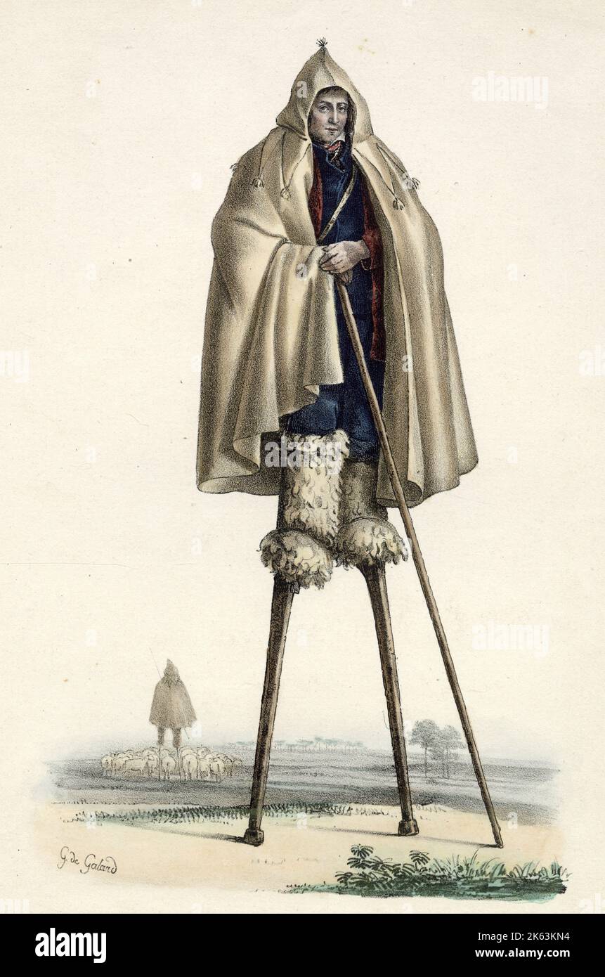 Shepherd of les Landes, southwest France, mounted on stilts Stock Photo ...