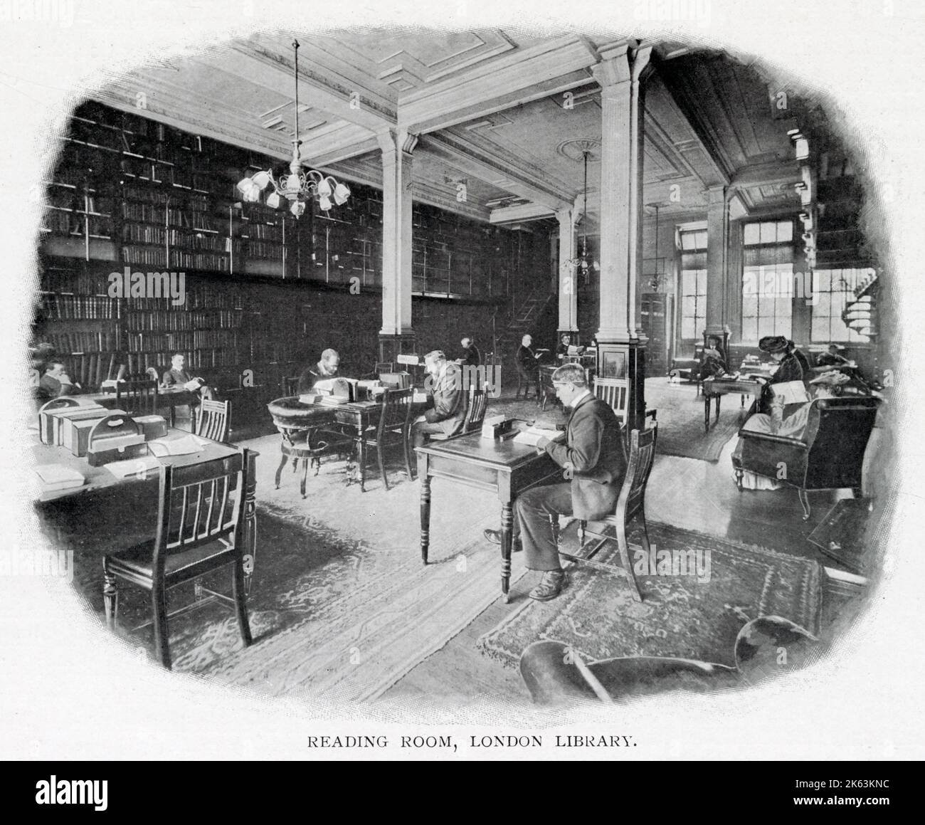 Interior of the reading room at the London Library, in St. James's Square. Stock Photo