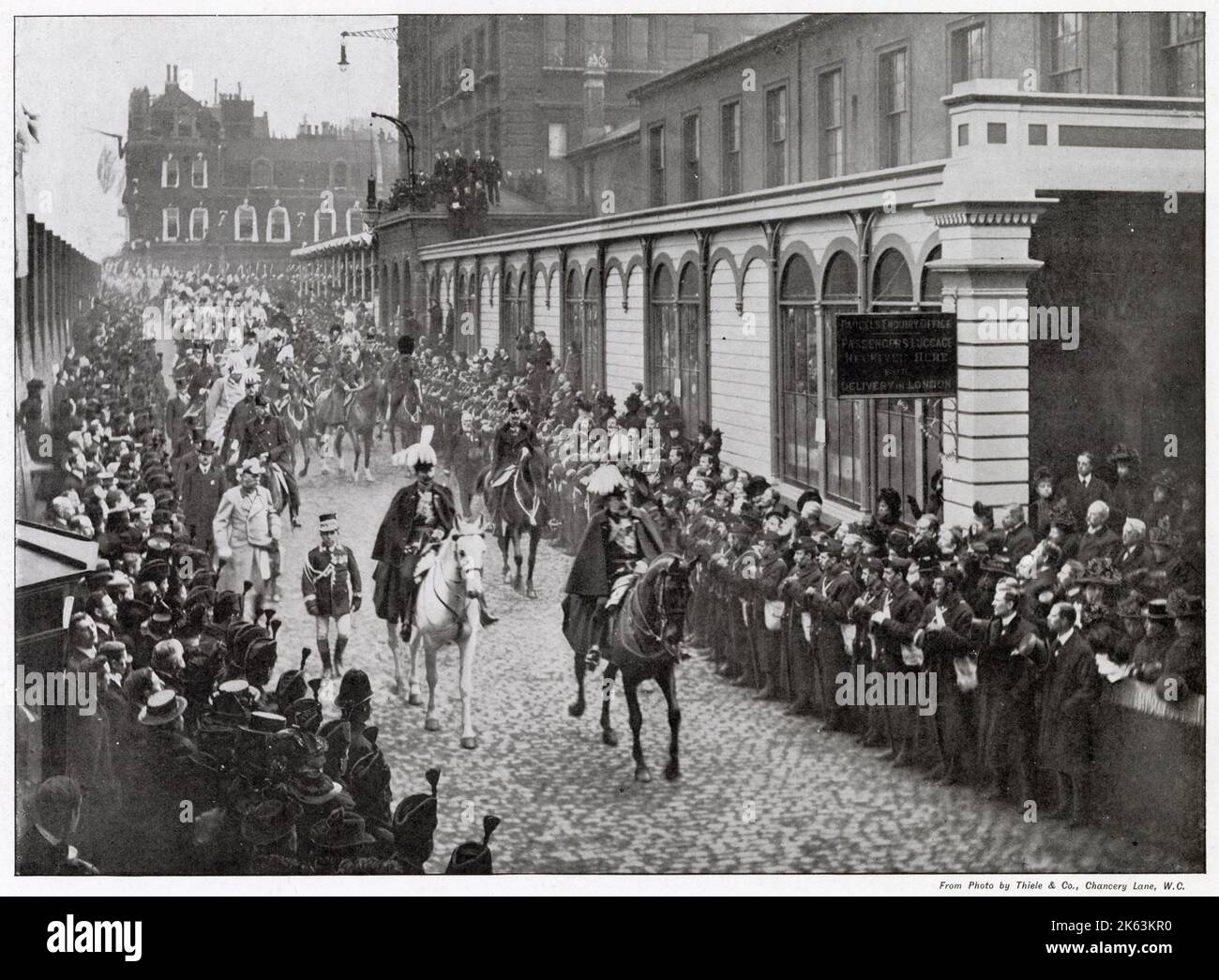 Queen Victoria's funeral: the Royal cavalcade at Paddington Station. Stock Photo