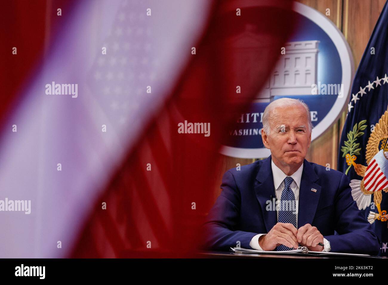 President Joe Biden addresses a virtual audience attending the Summit ...