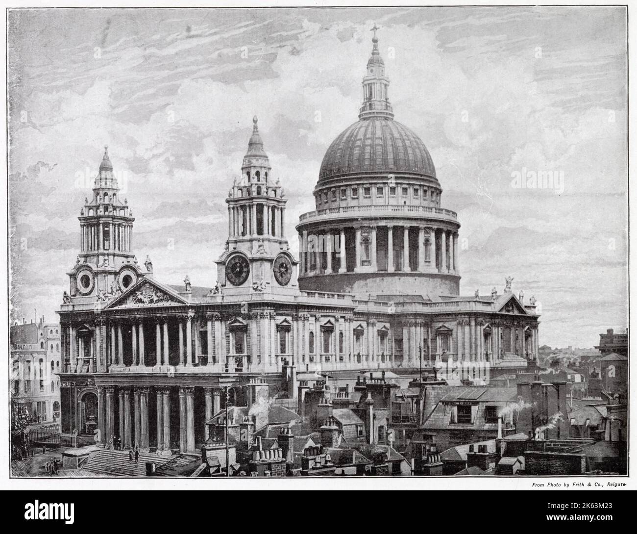 Exterior of St Paul's Cathedral in London.     Date: 1901 Stock Photo