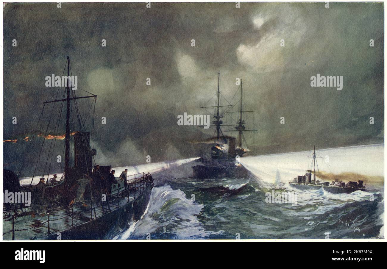 Torpedo boats of the Royal Navy in action during manoeuvres Stock Photo ...