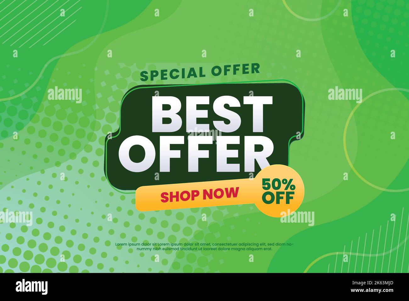 Flash Sale Shopping Poster or banner with Flash icon and 3D text on green background. Best Offer banner template design for social media and website. Stock Vector