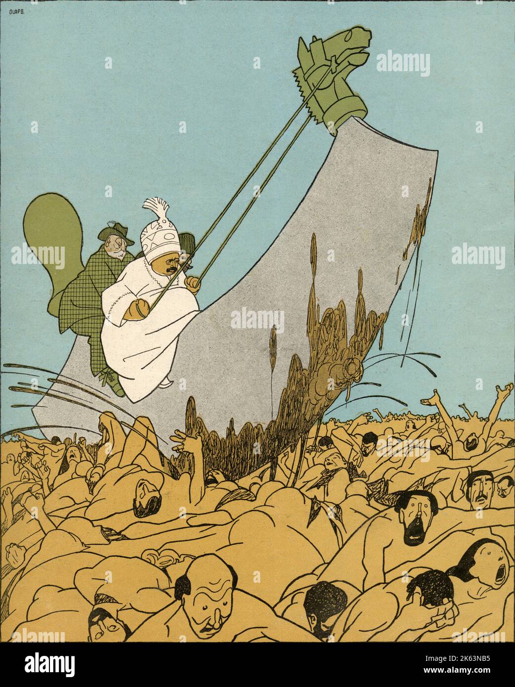 CARTOON The Shah overthrows the constitution granted in 1906 Stock