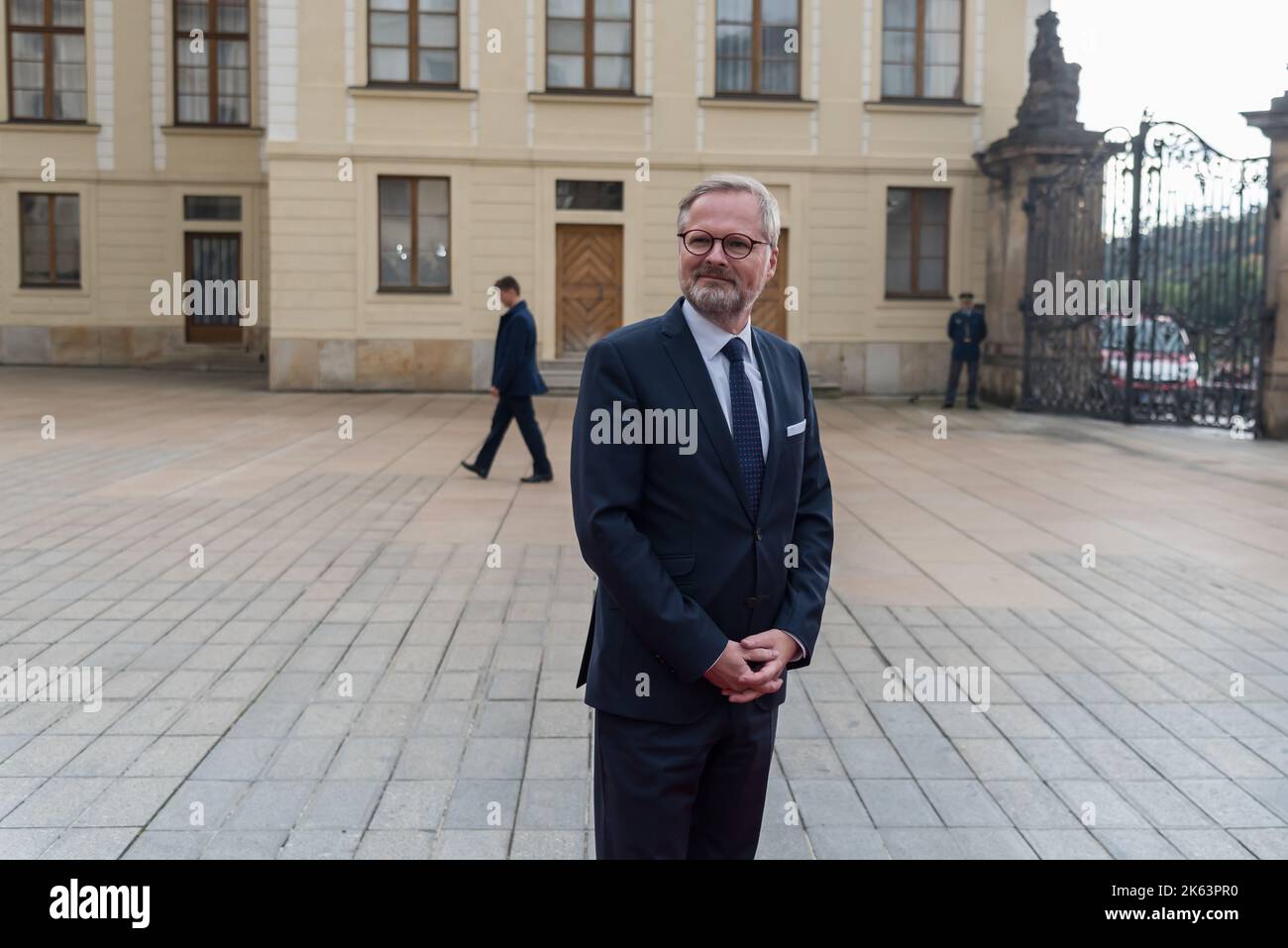 Czech prime minister Petr Fiala seen before the European Political Community summit in Prague. This is the first ever meeting of a wider format of member states of European Union and other European countries across the continent. Stock Photo