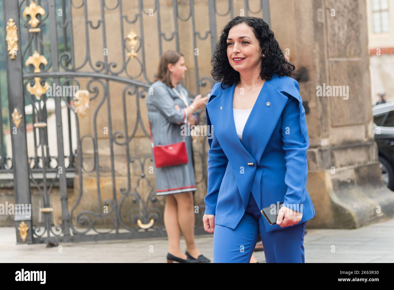 President of Kosovo Vjosa OsmaniSadriu seen before the European