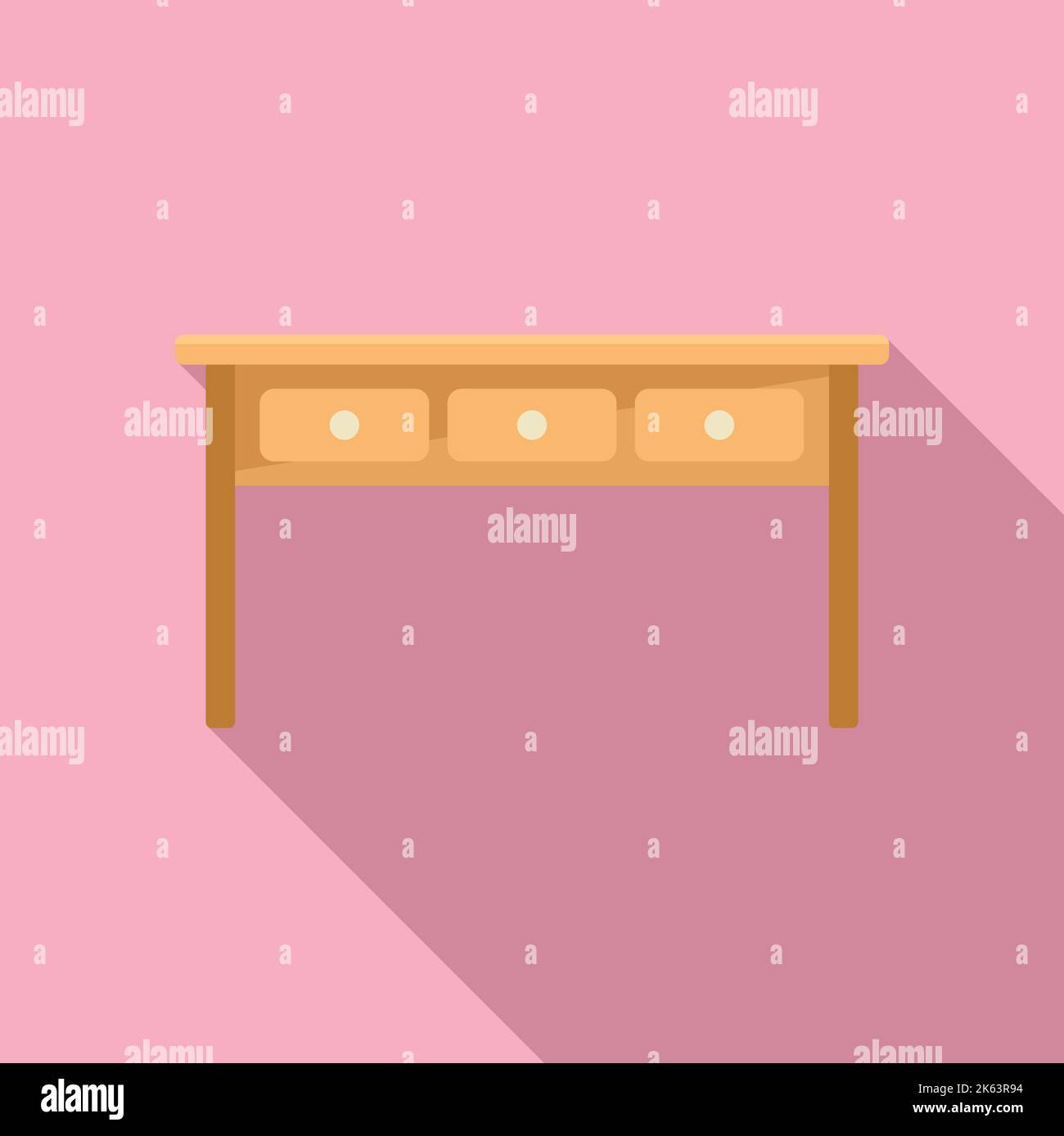 Wood table icon flat vector. Top board. Desk furniture Stock Vector