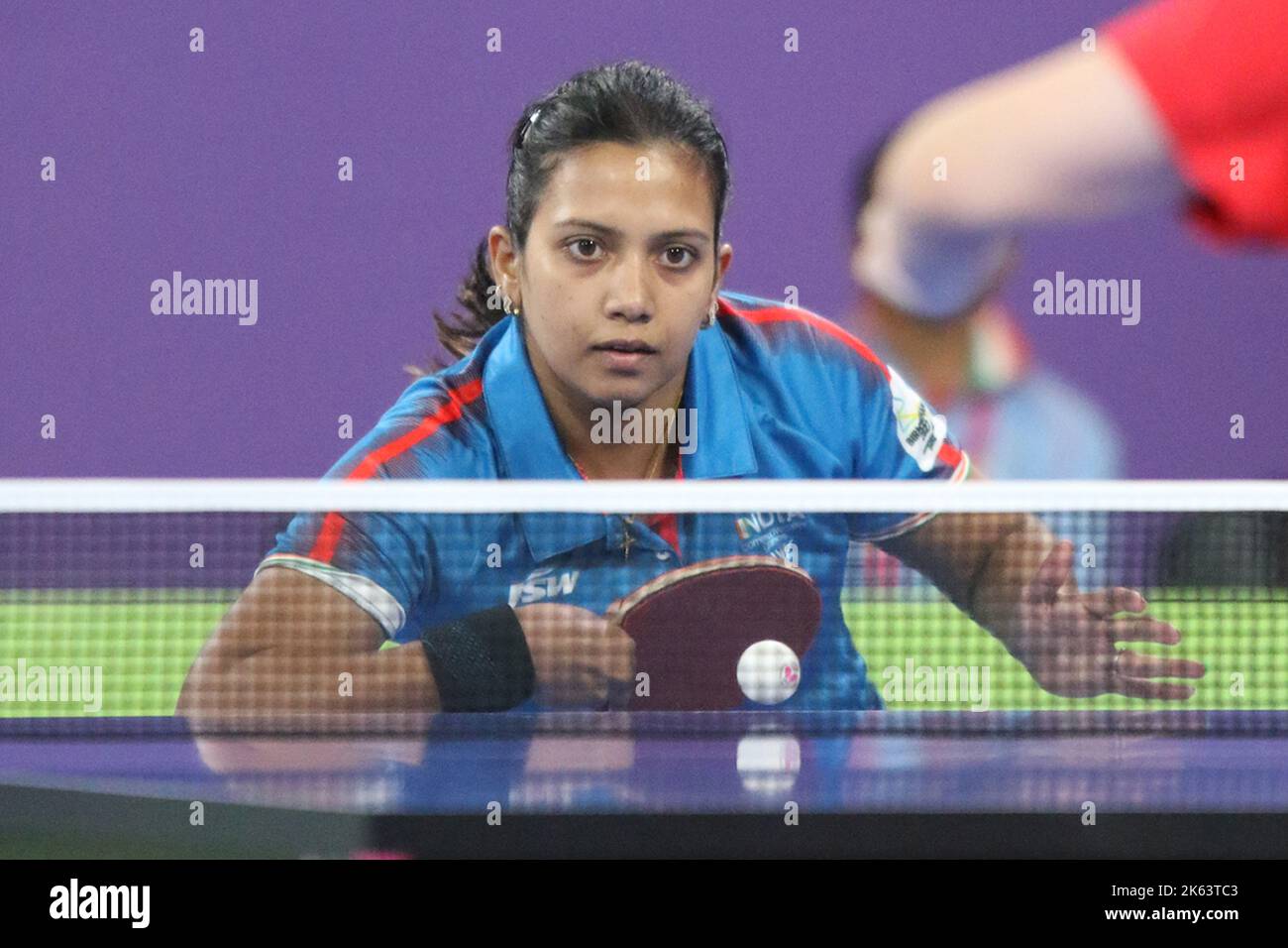 Reeth TENNISON of India (pictured) v Tianwei FENG of Singapore in the