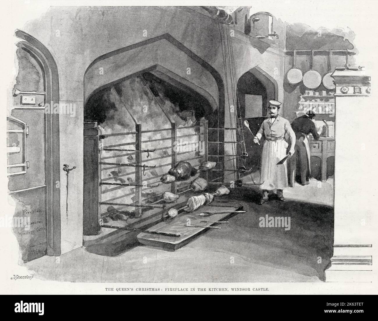 Fireplace in the kitchen in Windsor Castle Stock Photo - Alamy